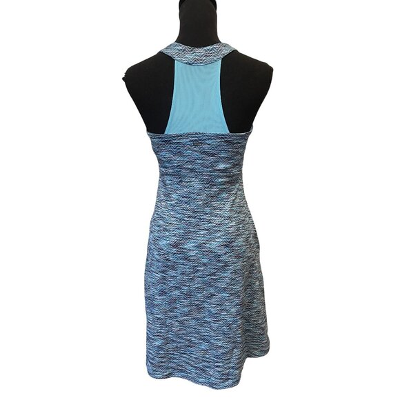 Womens Blue Chevron Athletic Dress Bra Pads V Neck Sleeveless Racerback S halter - Picture 5 of 10
